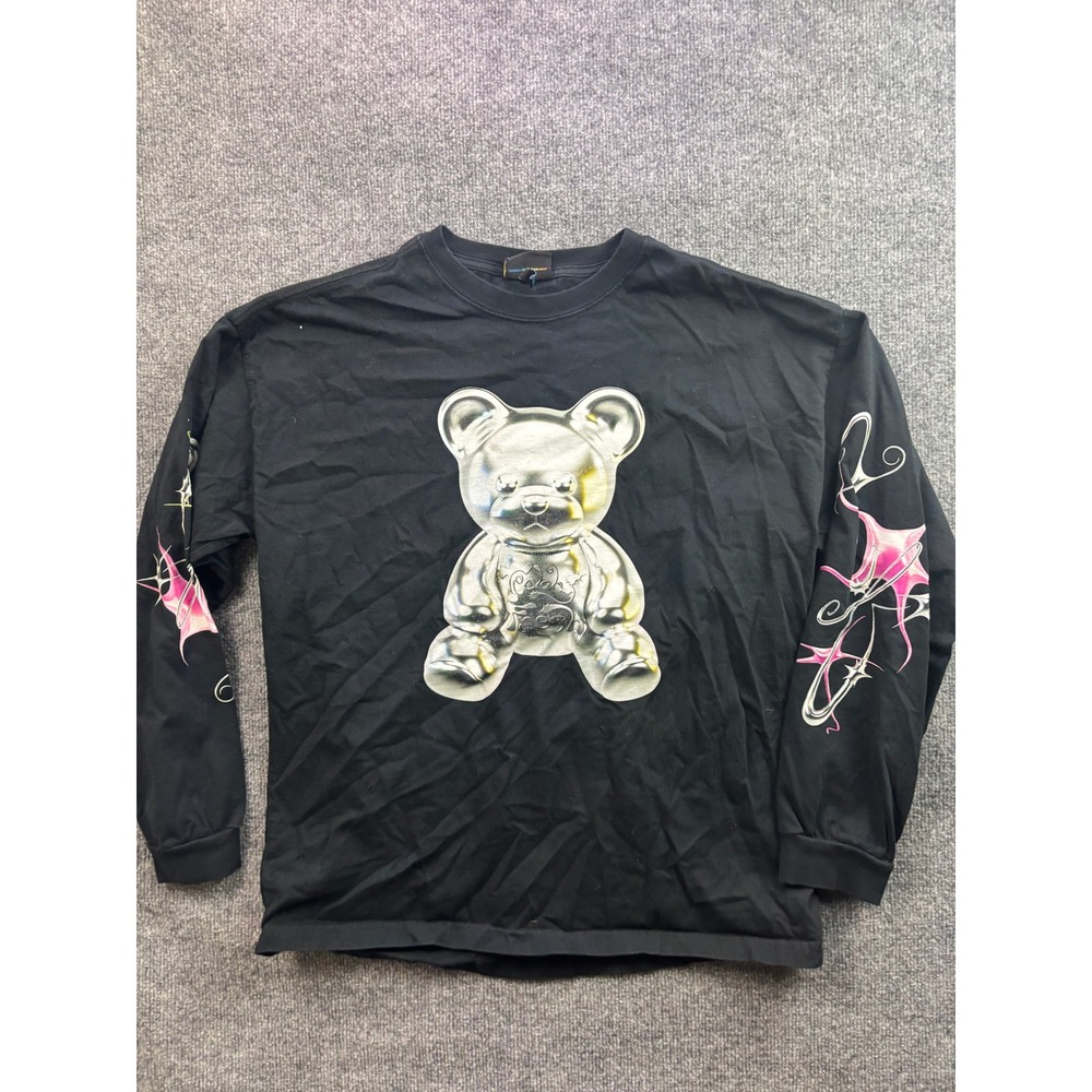 Teddy Fresh Long Sleeve T-Shirt Mens Size M Black Chrome Bear Graphic Streetwear